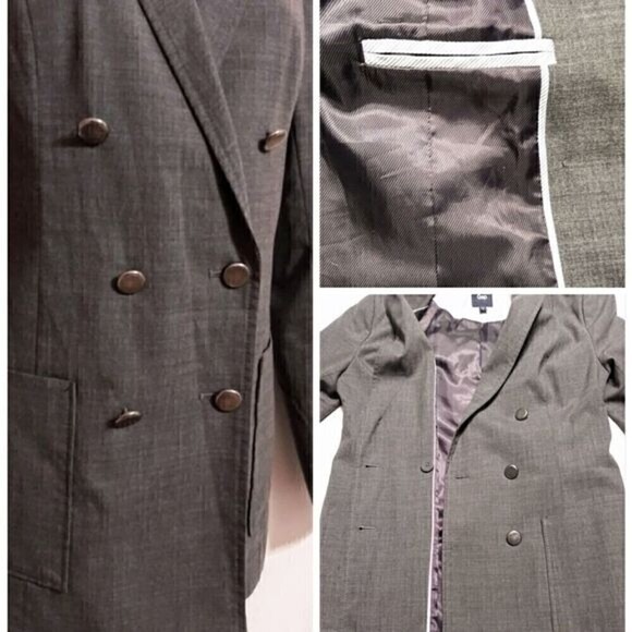 Gap Wool Blend Double Breasted Blazer Jacket Grey Size 4 - Picture 9 of 12